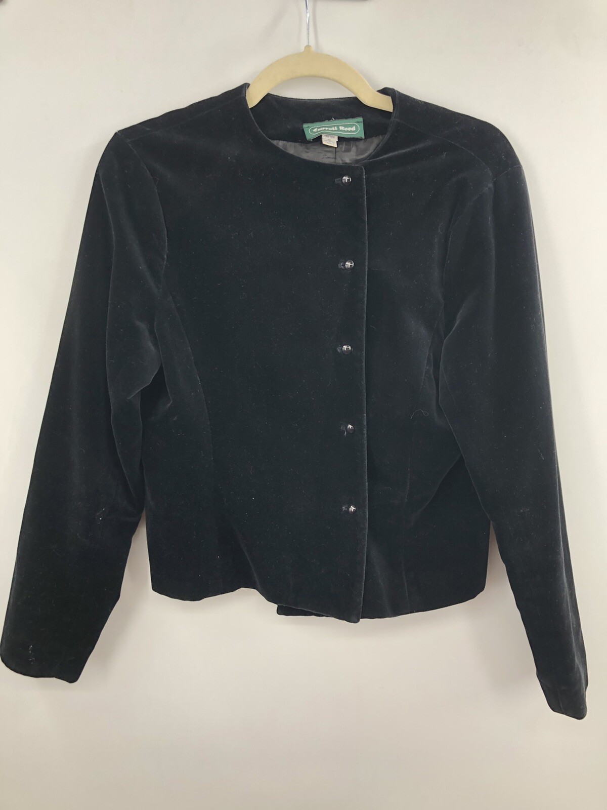 Vintage Carroll Reed Women’s Black Cotton Velvet Blazer Jacket Size Medium
