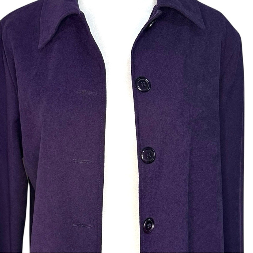 Briggs New York Womens Purple Jacket Size Petite M Career Casual Collared Open