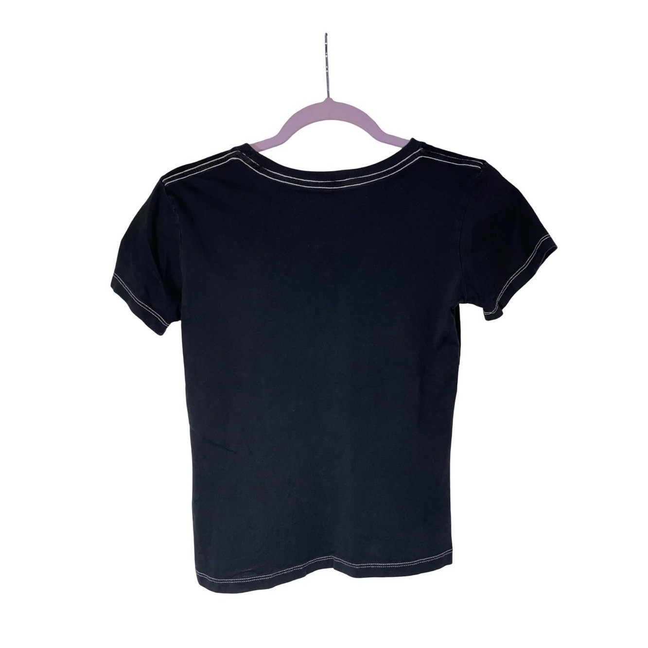 Vintage Y2K True Religion Graphic Tee Black Contrast Stitch Baby Top