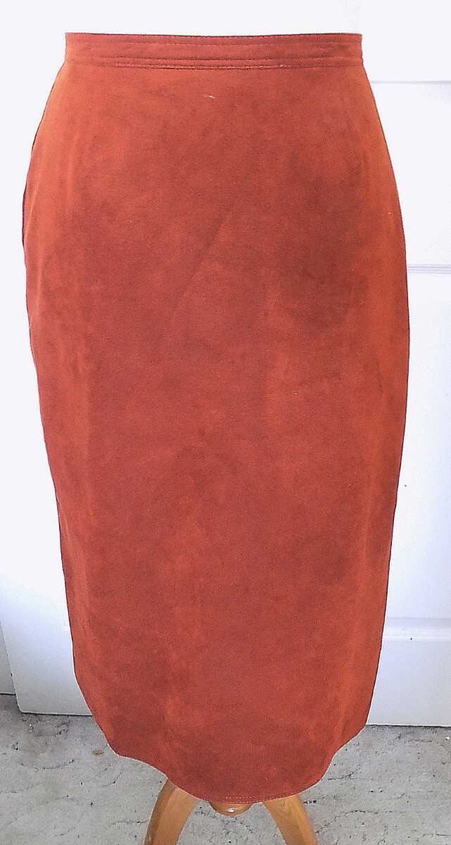 Vintage 70s Rust Ultra Suede Don Sayers Skirt Size 8 W26