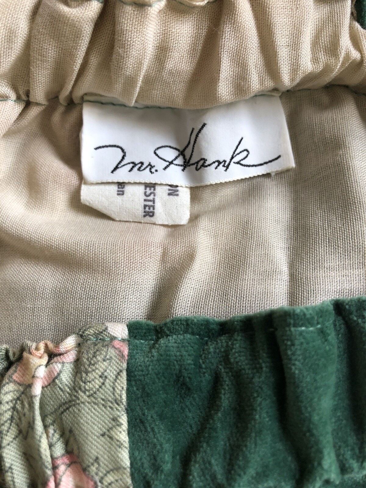 Vintage 60s Mr Hank velvet patchwork maxi skirt Size Small green & pink roses