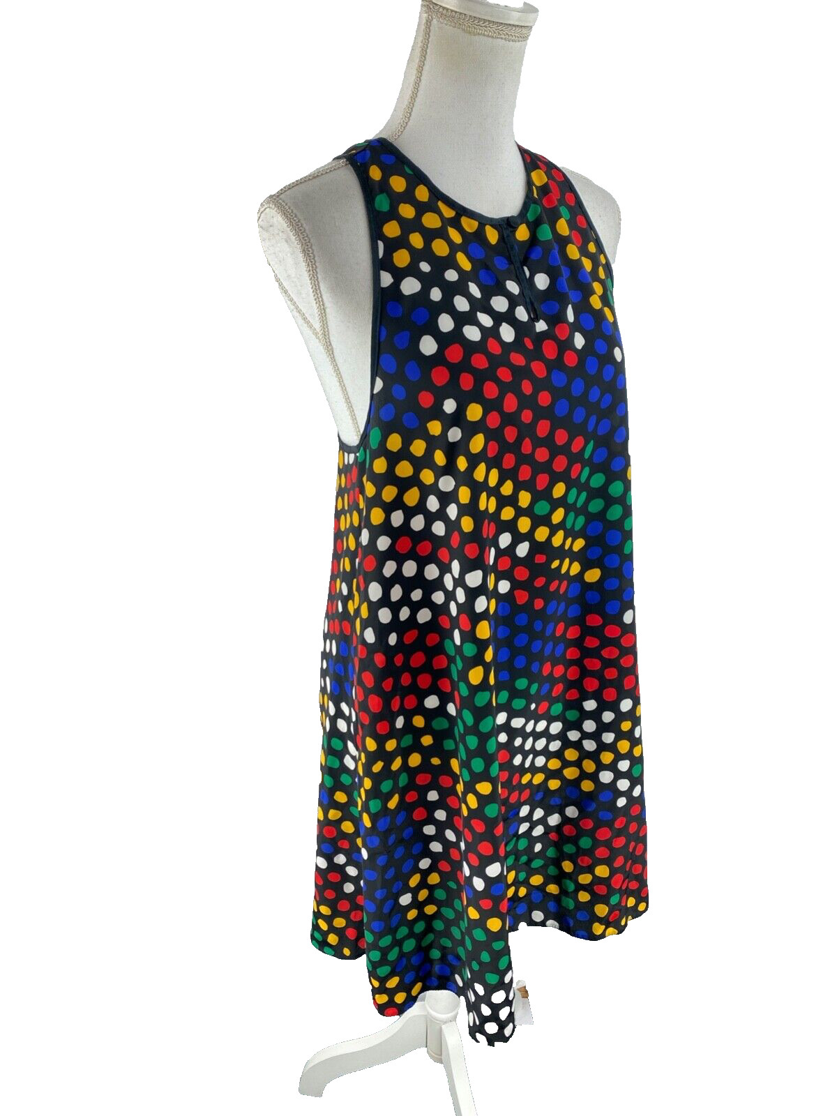 Lucie Ann II Vtg 70s Racerback Tennis Skater Knee Length Polka Dot Novelty Dress