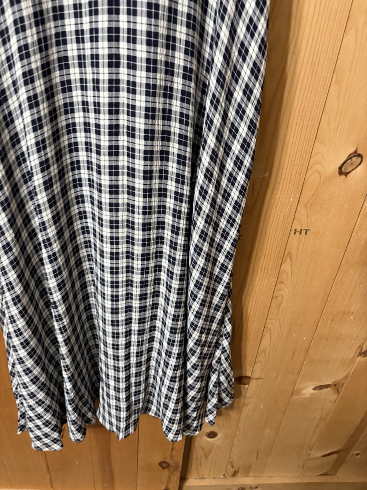 VTG 90s y2K Limited London Paris NY Blue Plaid GINGHAM DROP WAIST MAXI Dress S