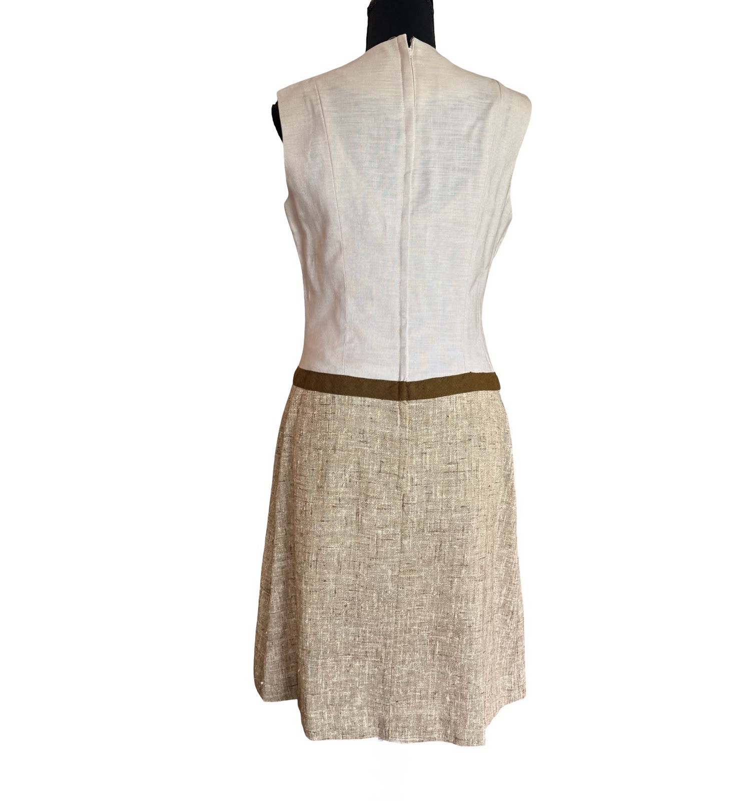 Vintage 1960s Sue Brett Tweed Style Dress and Jacket Set with Bow Size 6 Mod