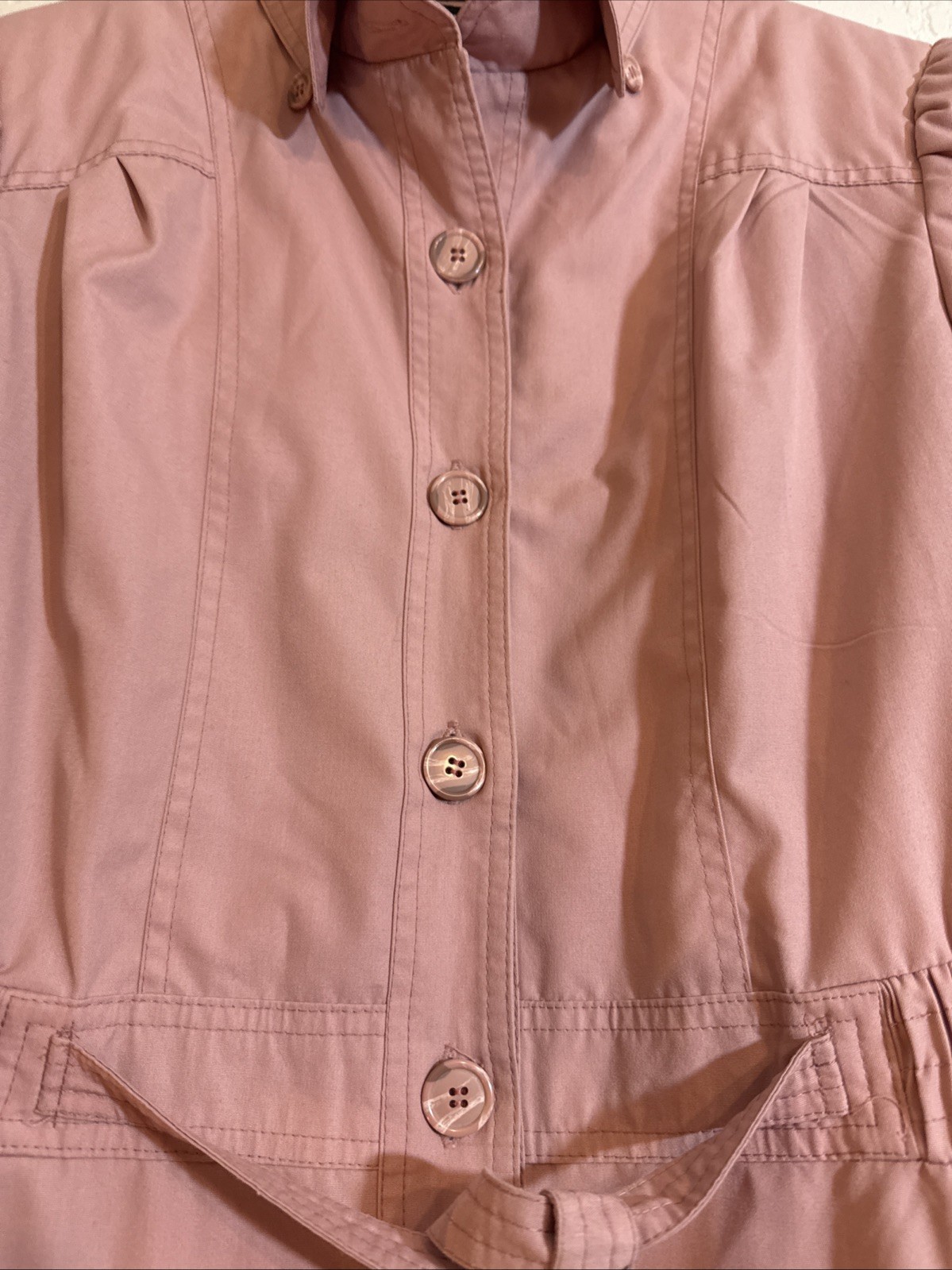 Vintage Windy Weather Dusty Rose Trench Coat Women’s M Pink Belted NWOT