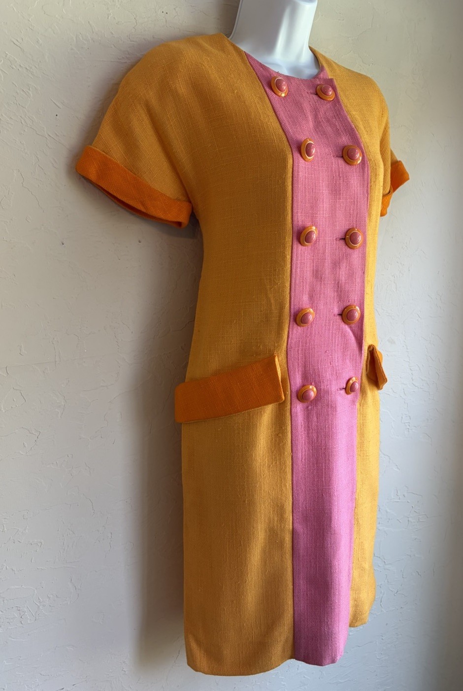 Vintage 80s 90s Oscar De La Renta Balliets Mod Shift Jacket Dress 6 Colorblock