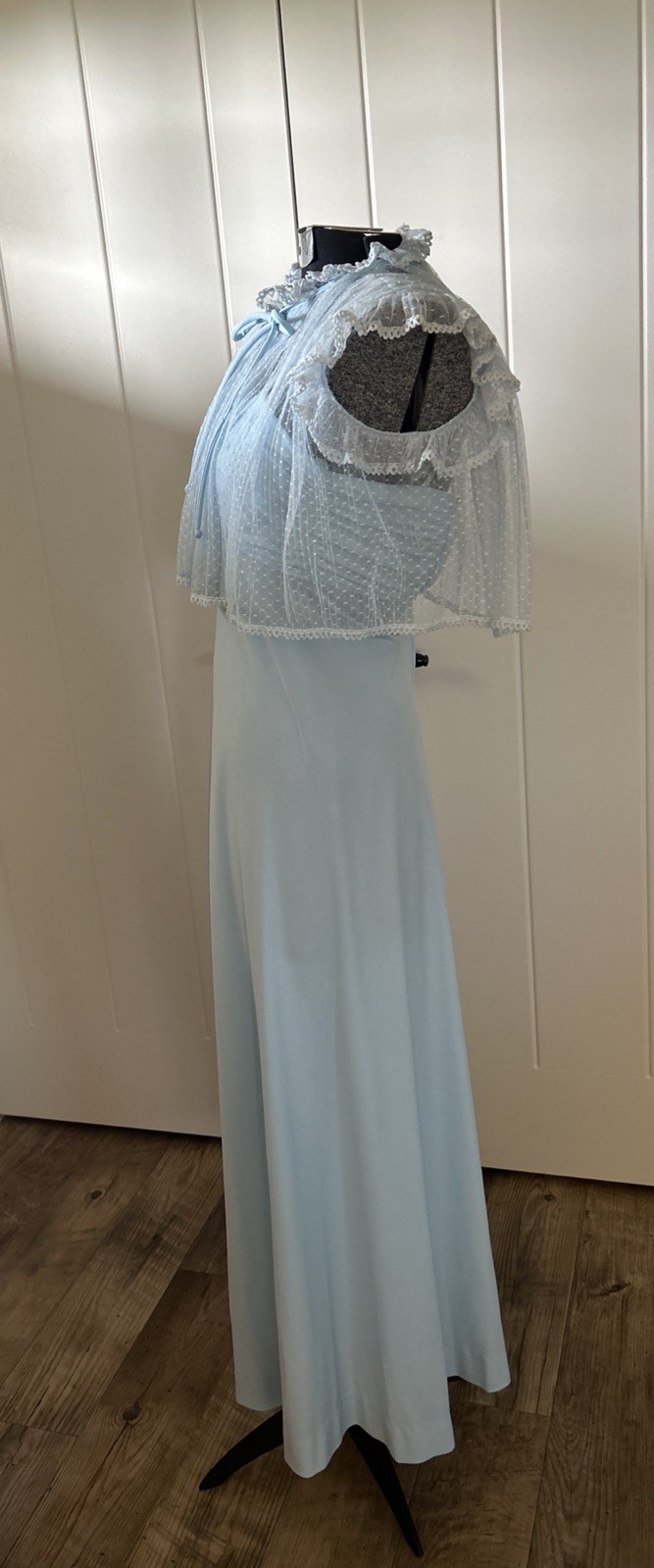 Vintage 1970’s Junior XS Blue Dress With Spaghetti Straps And Lace Jacket