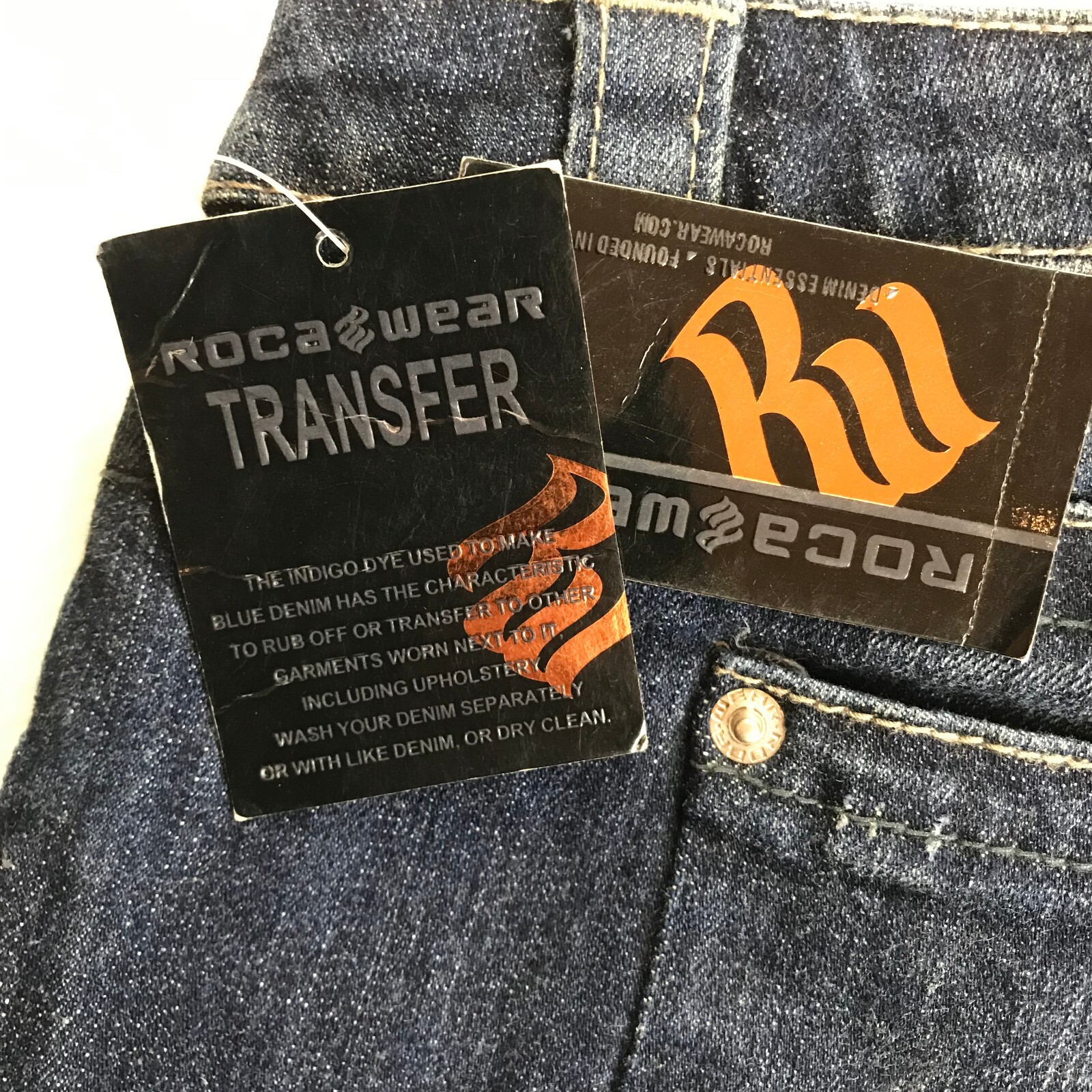 Vintage Roca Wear 3/4 Blue Jeans Size 15/16 New Old 90s Stock Made in Taiwan