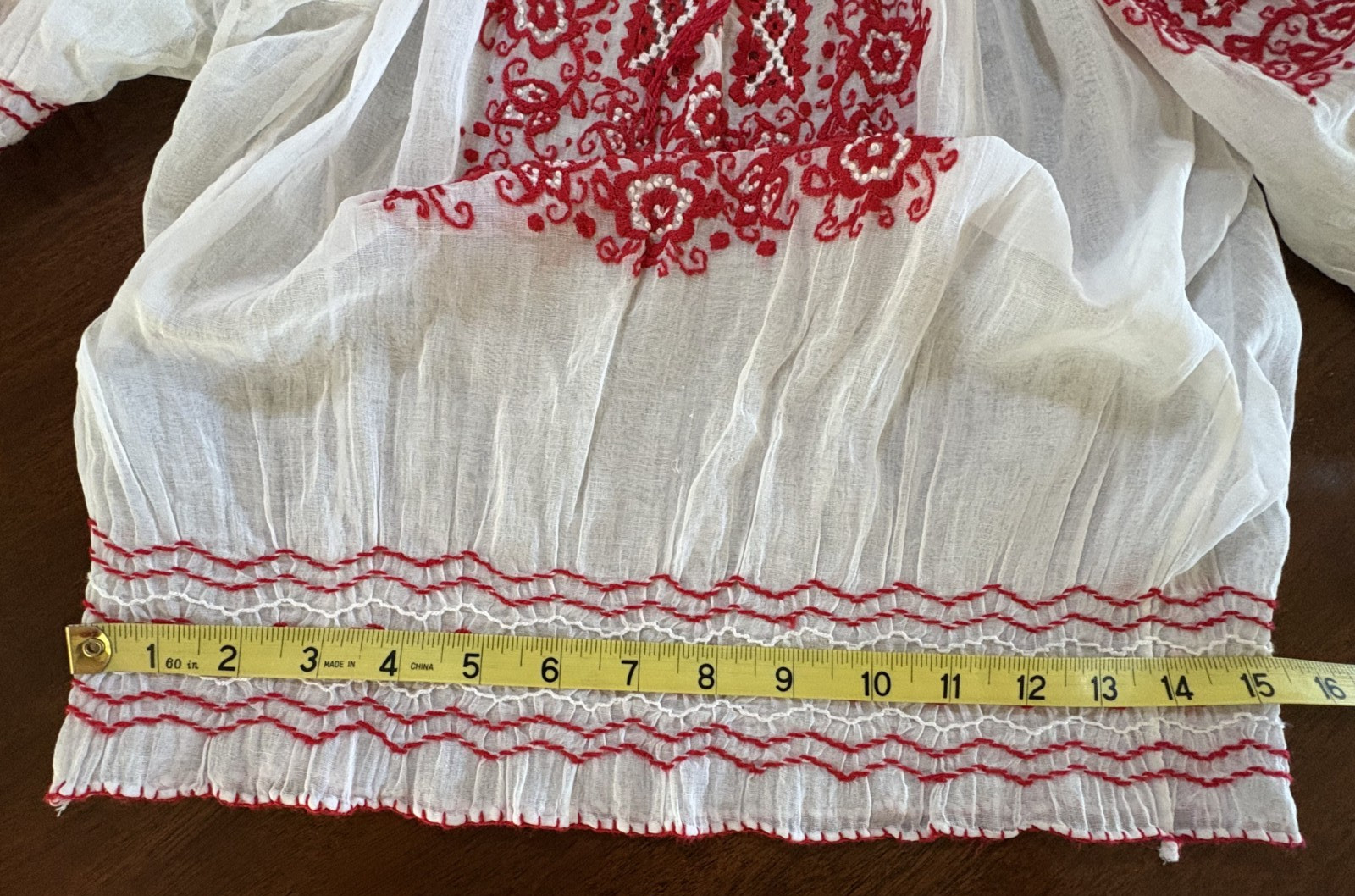 Authentic Antique 1930s 40s Yugoslavian Hand Embroidered Hand Smocked Blouse S-M