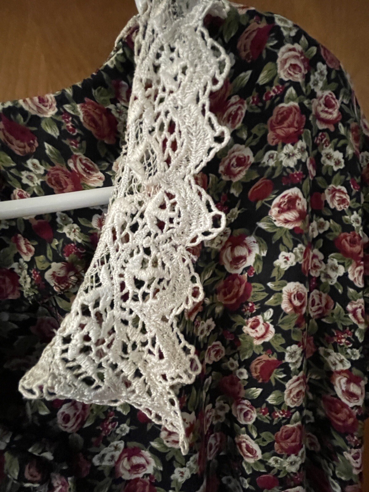 Pellini Petite By Von Bramlett Vintage Belted Dress Rose Pattern Lace Collar 12p