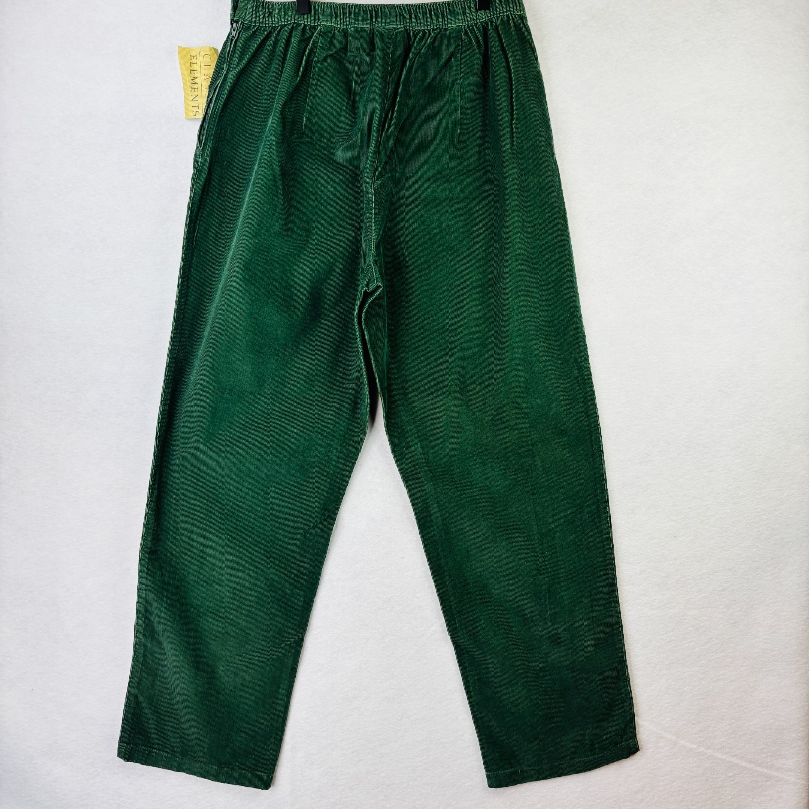 Classic Elements Women Sz 14 Green Corduroy High Waist Pleated Pants 90s VTG NWT