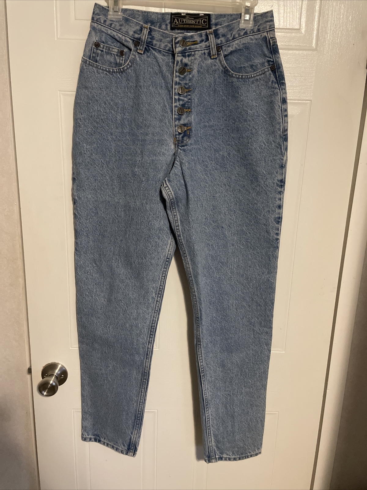Vintage Paris Sport Club Button Fly Jeans Womens Size 28×29 Classic Fit Tapered