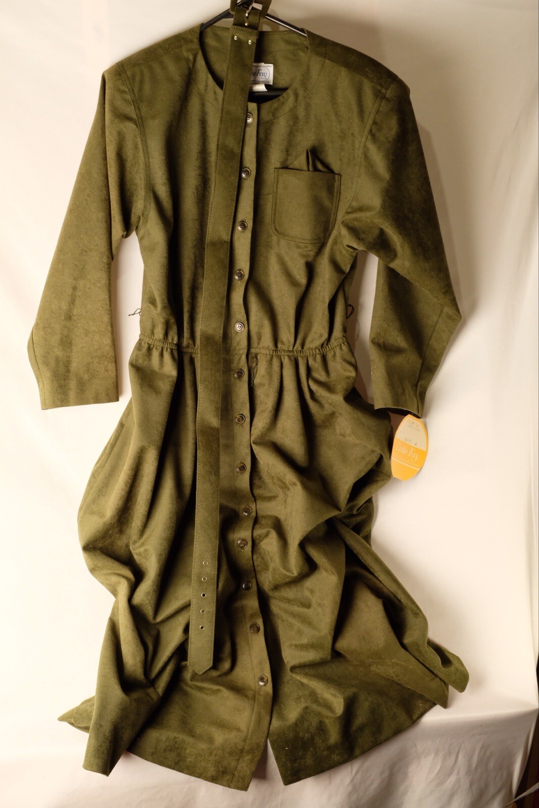 Vtg 70s 80s leslie fay NOS NWT green dress W Belt