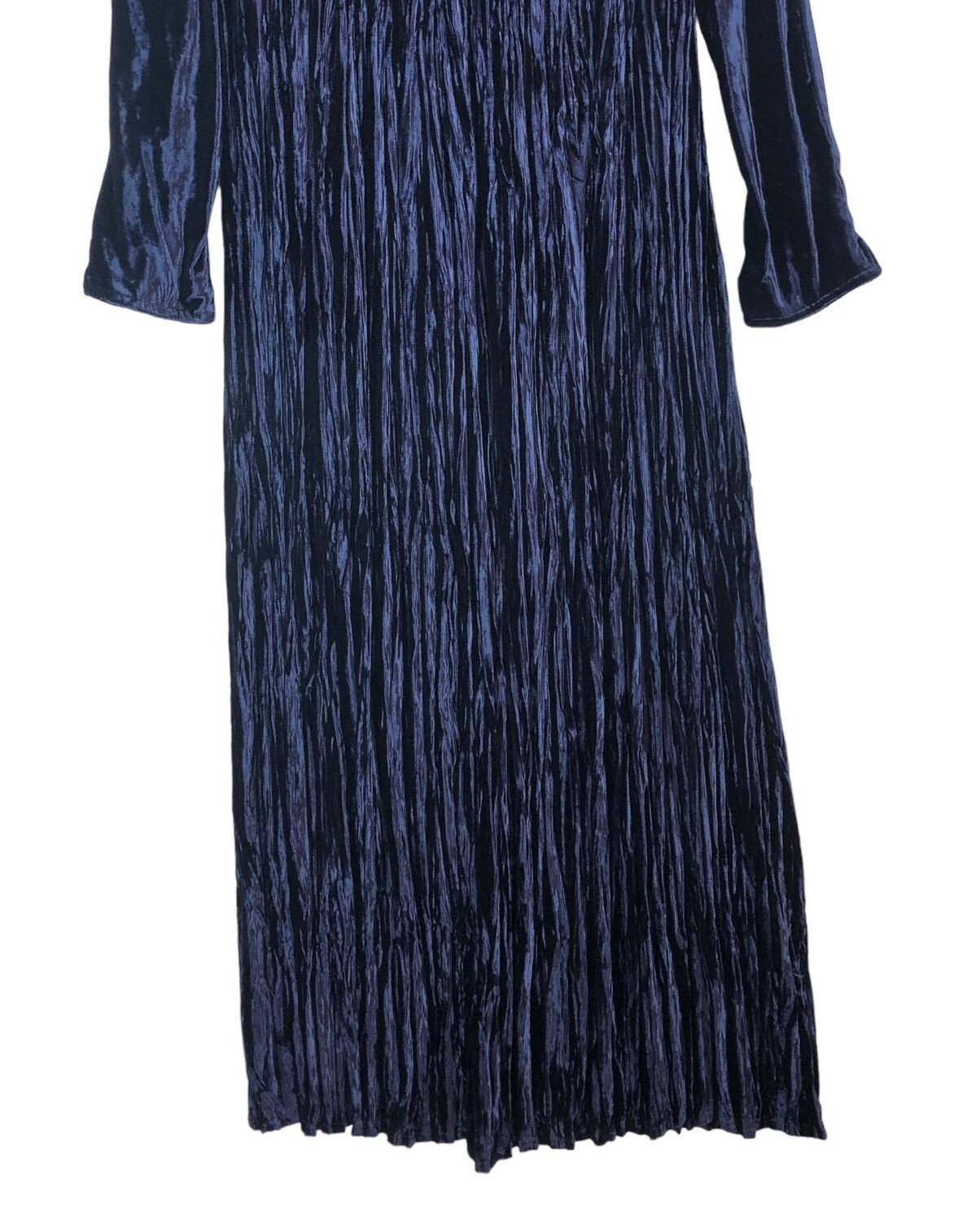 Size 8 Sharon Young Women’s Maxi Dress Navy Blue Crushed Velvet 90s