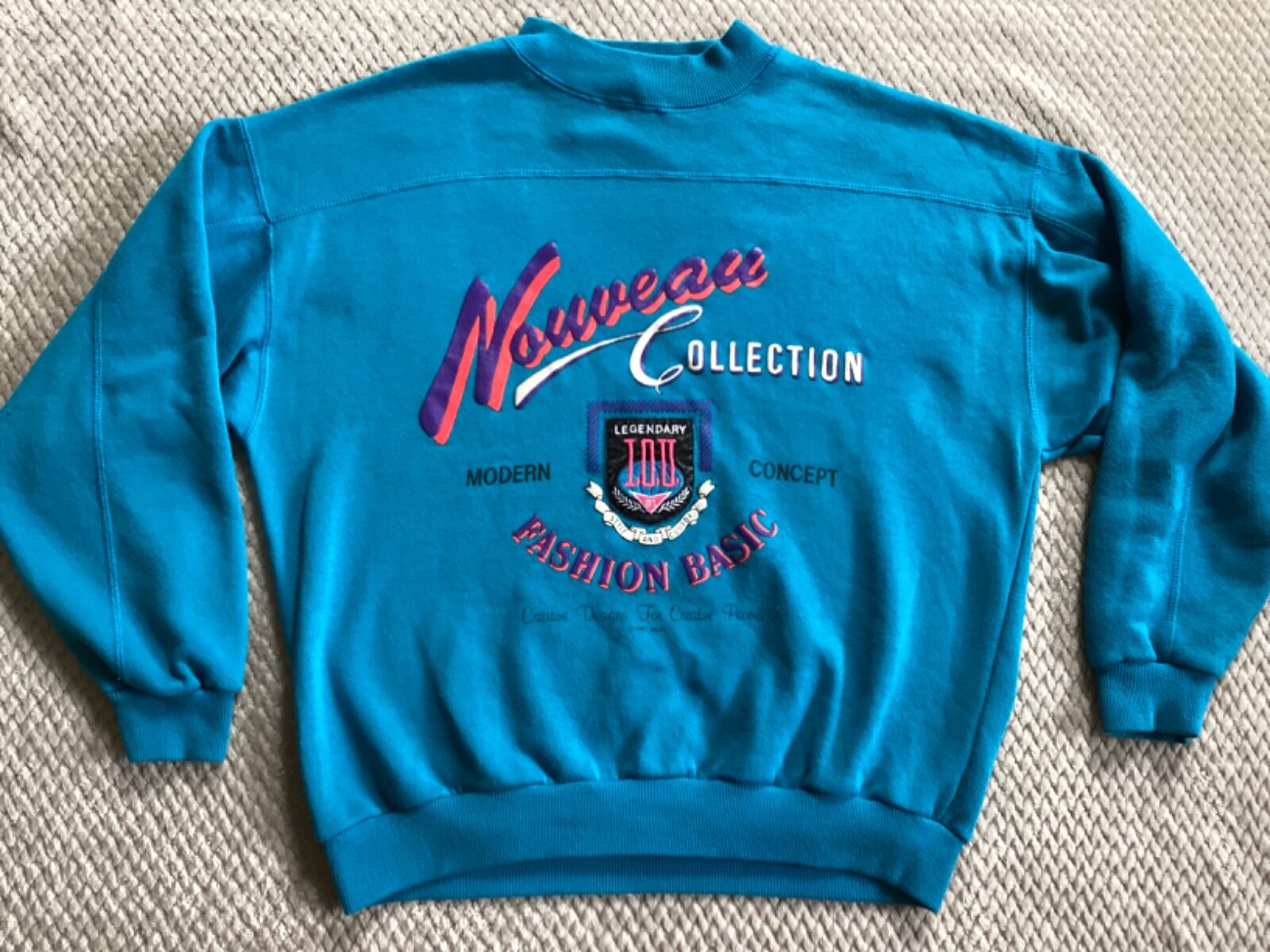 I.O.U. Nouveau Collection Vintage 1991 Adult High-Collared Sweatshirt Large