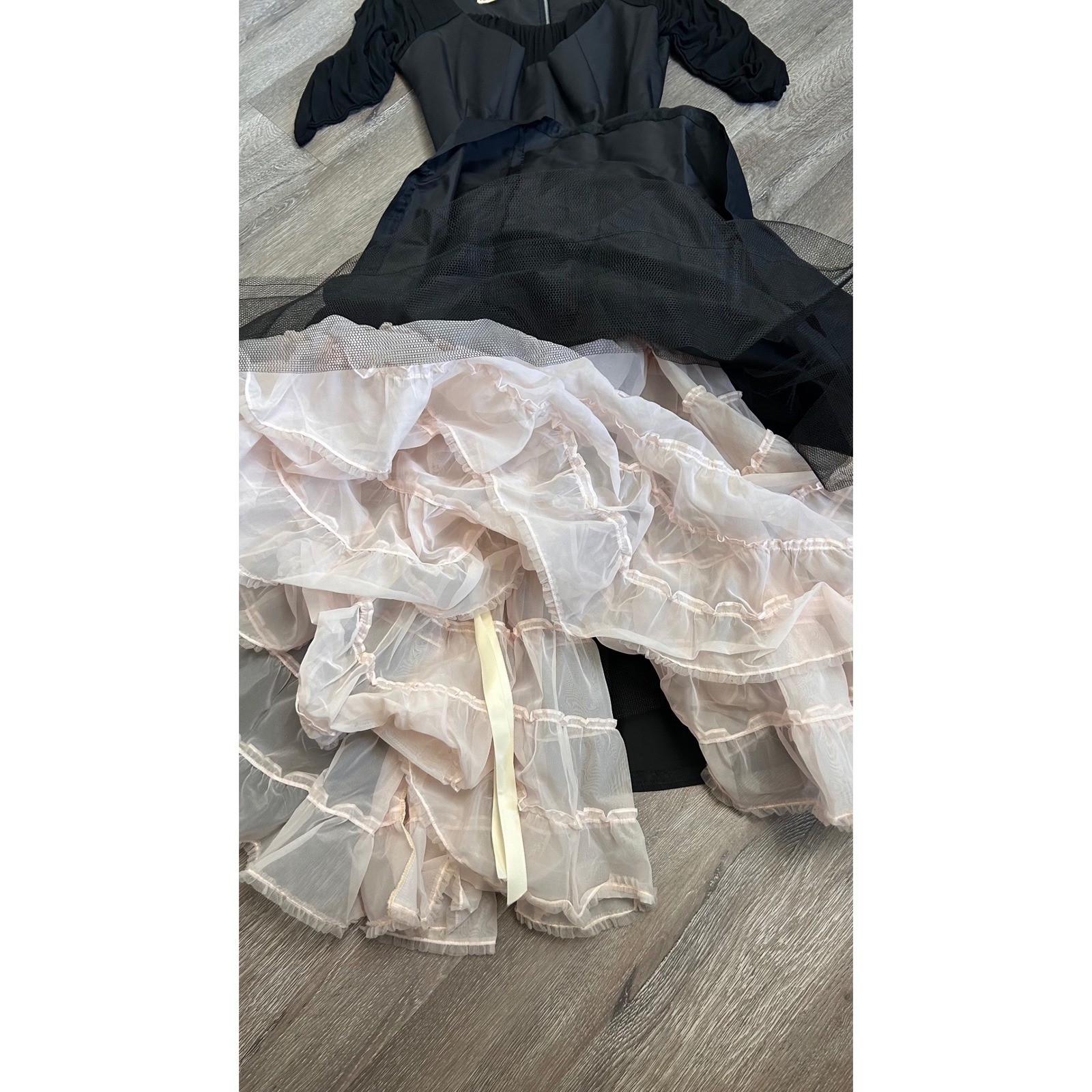 Vintage 1950s Black Taffeta Petticoat Cocktail Dress Small Dark Academia Pinup