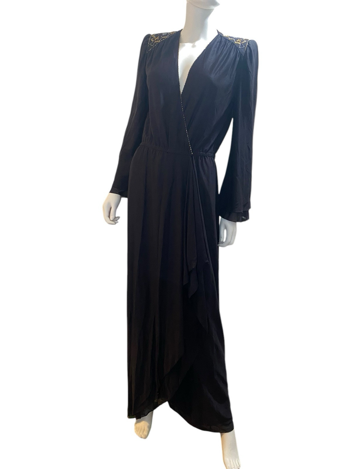 Med Lg Vtg Dress Jonathan Hitchcock Reuben Thomas Black Maxi Gothic Glam Vamp