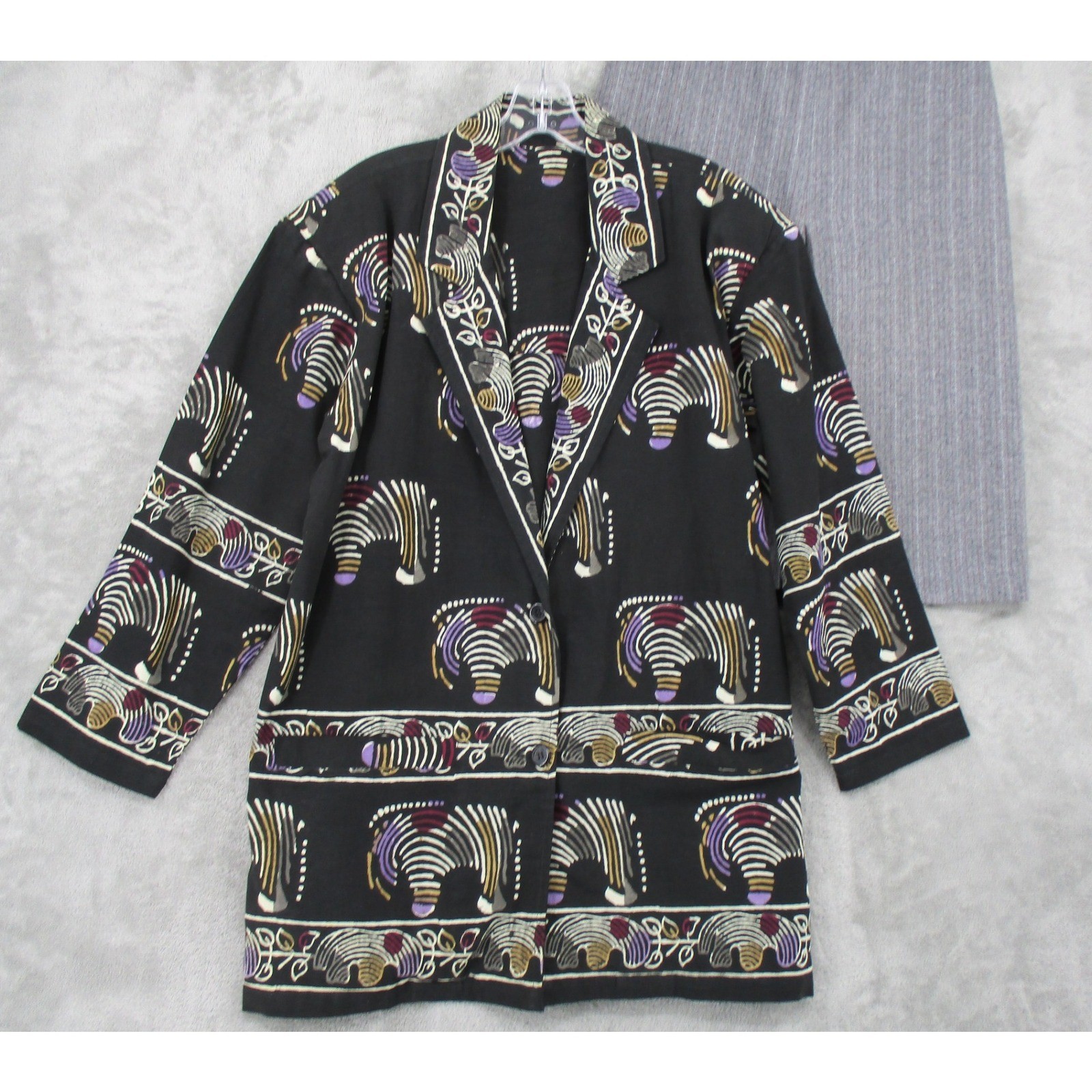 Vintage Skirt Suit Small Zebra Relaxed Artsy Art To Wear Office Union Made Black