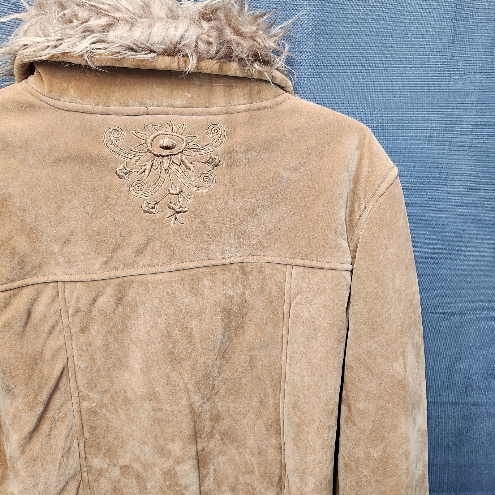 Y2K Vintage Suede Oscar Sports Coat Women’s Faux Fur Boho Hippie XXL