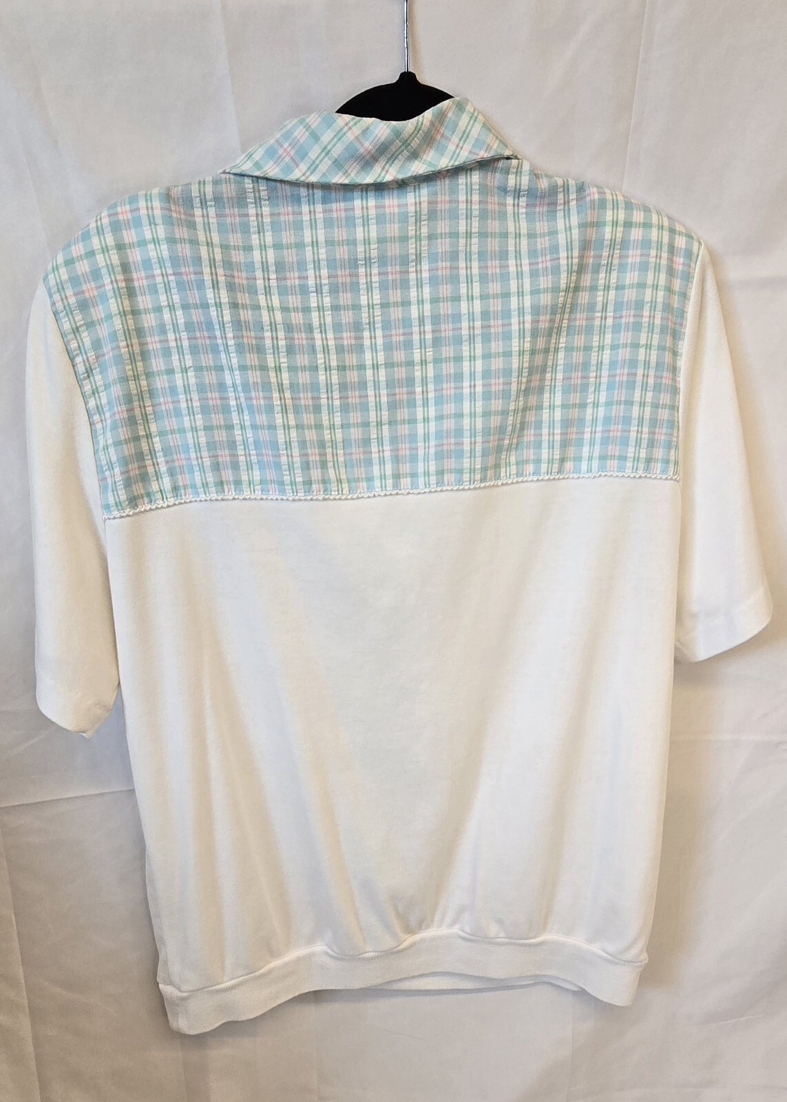 Vintage Graff Californiawear Shirt & Short Set, Size L/12, Blue Plaid & White