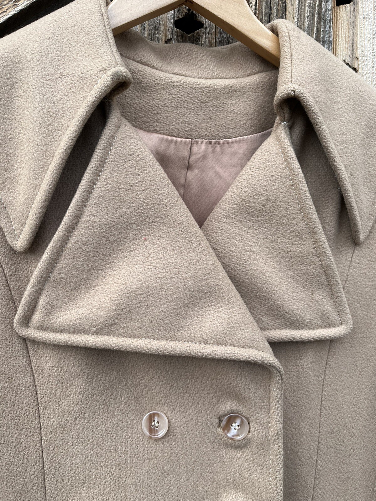 Vintage Beige Double Breasted Winter Coat by Carillon Size Small/ Medium