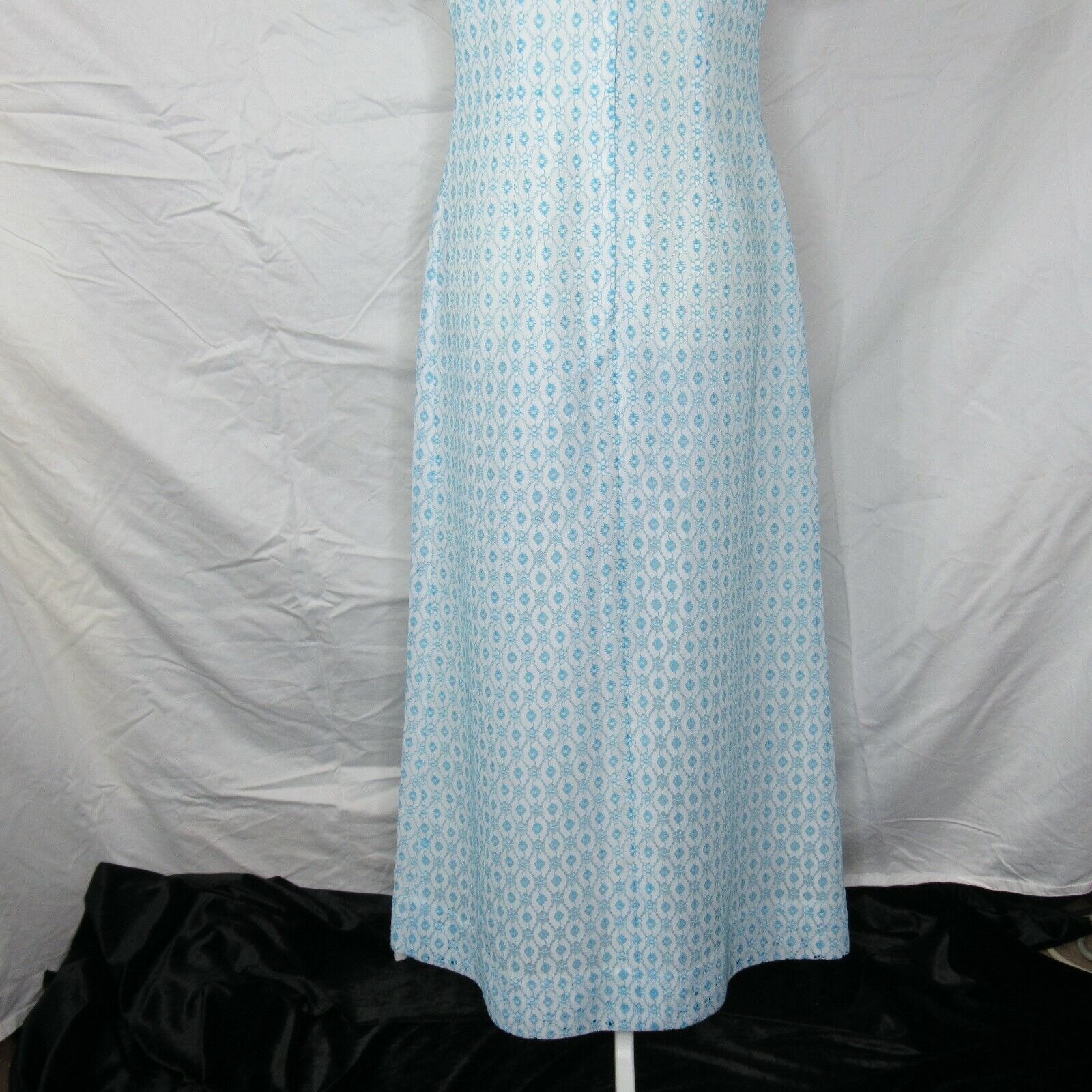 VTG Dress Made in Hawaii for McInerny by Diane Blue White Floral Lined Size 10