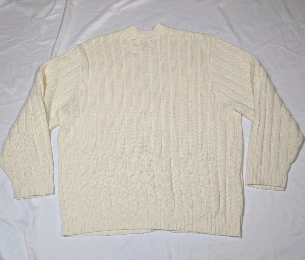 Women’s Vintage Ivory Mother Of Pearl Button Up Knitted Cardigan Sweater Sz XL