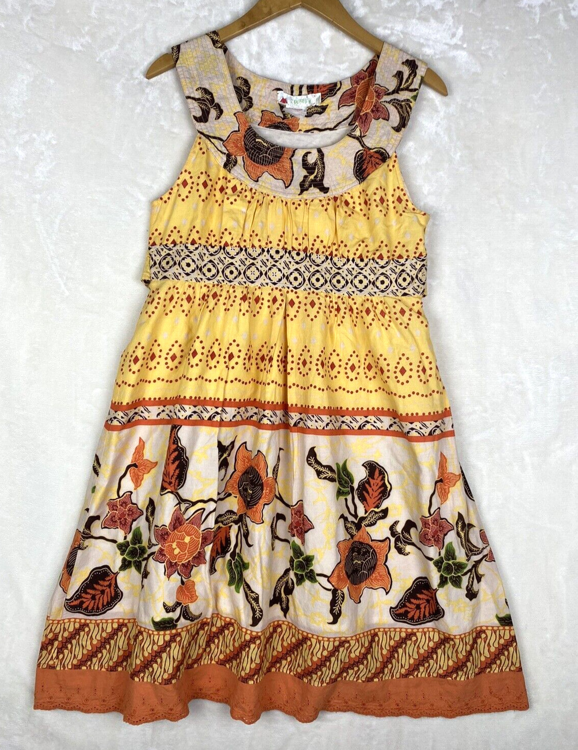 Vintage Zoonipy Dress Womens 4Petite Fit Flare Sundress Boho Vacation 100%Cotton