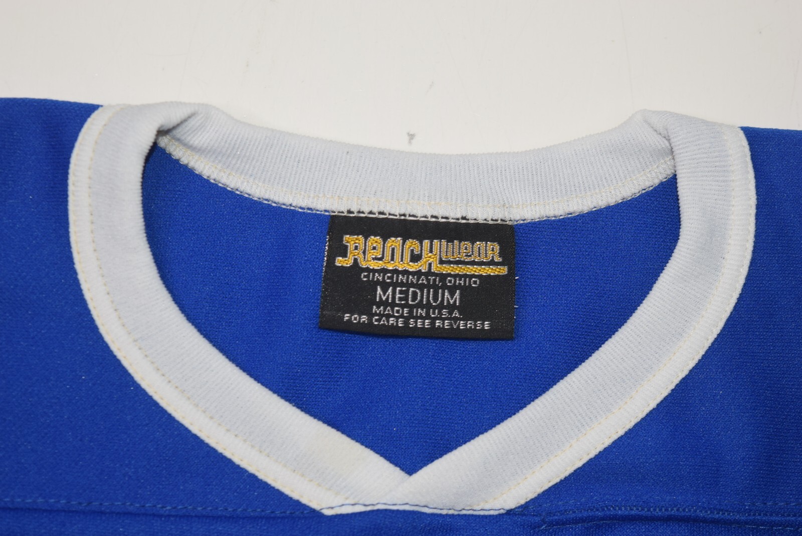 Vintage 80s Jersey Womens S Blue Striped Sports Reachwear Made in USA Football
