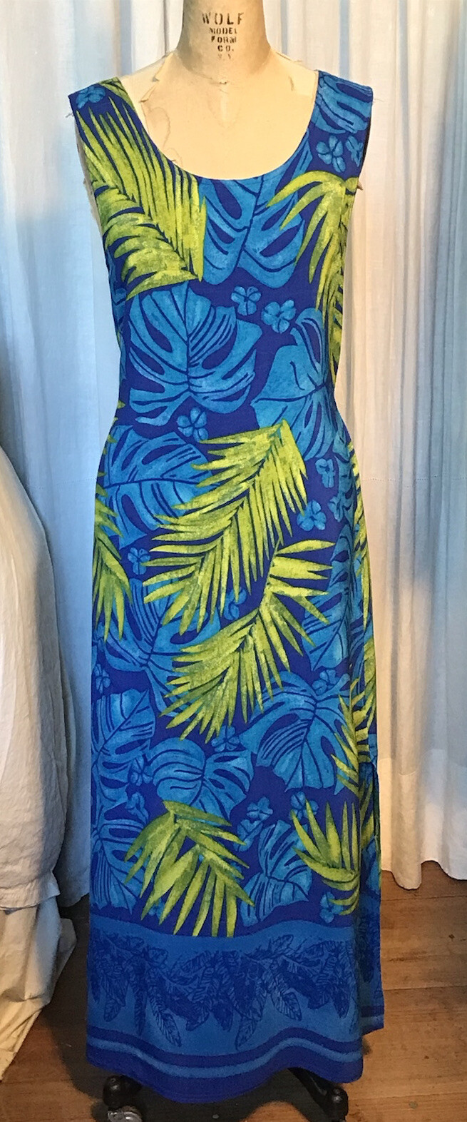 Vintage Looking Good Womens Blue Green Sleeveless Maxi Dress Sz S pre-owned