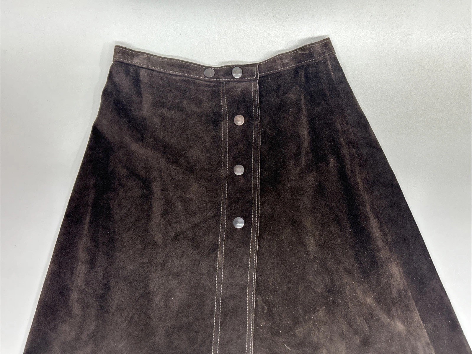 Vintage Genuine Leather Skirt Brown Western Made For Lazarus Size L