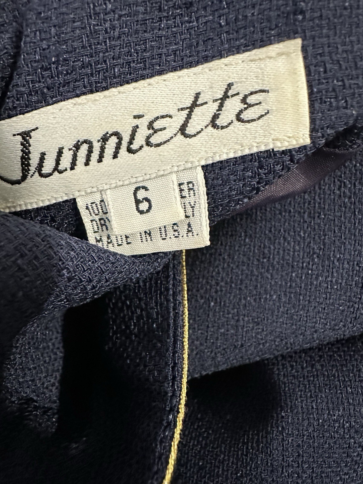 Vintage Junniette Size 6 Navy Blue Gold Womens Dress Sailor Nautical Stewardess