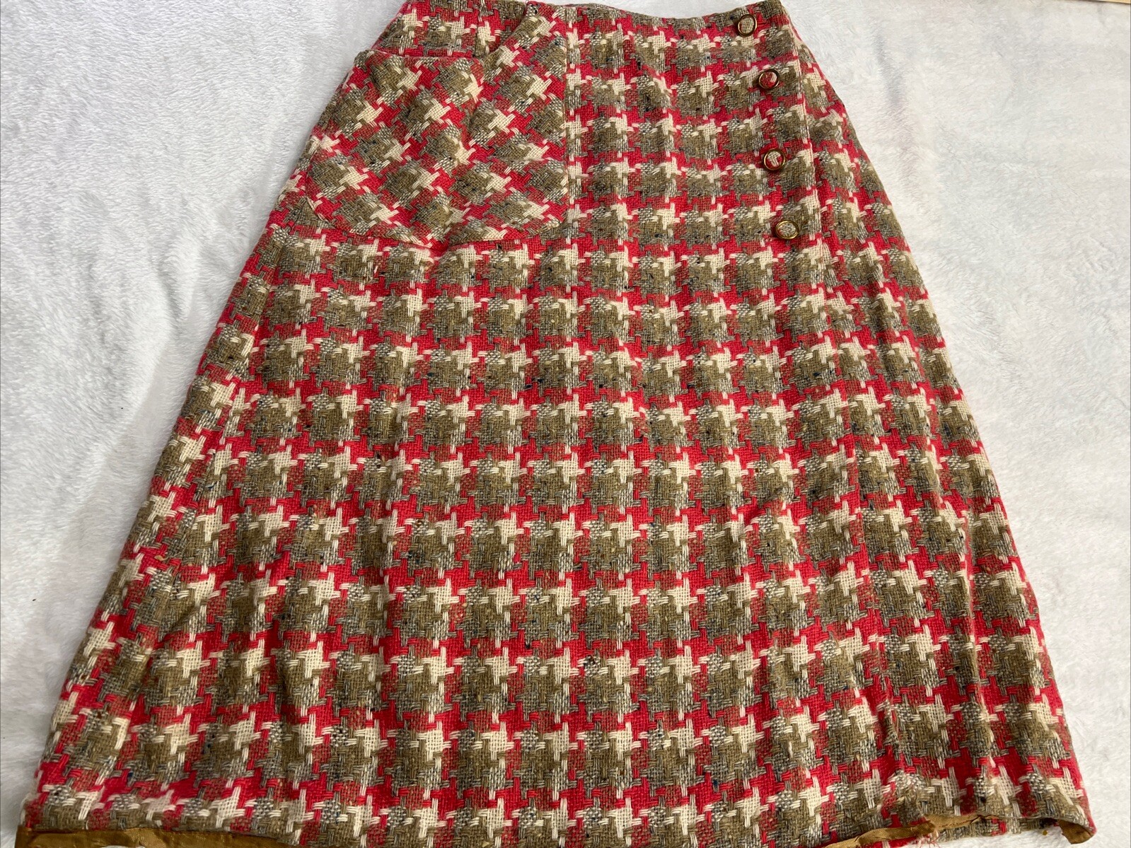 VTG McMullen MCM Skirt Tag Size 10 Multi Colored Weaved Fabric Buttons Pocket
