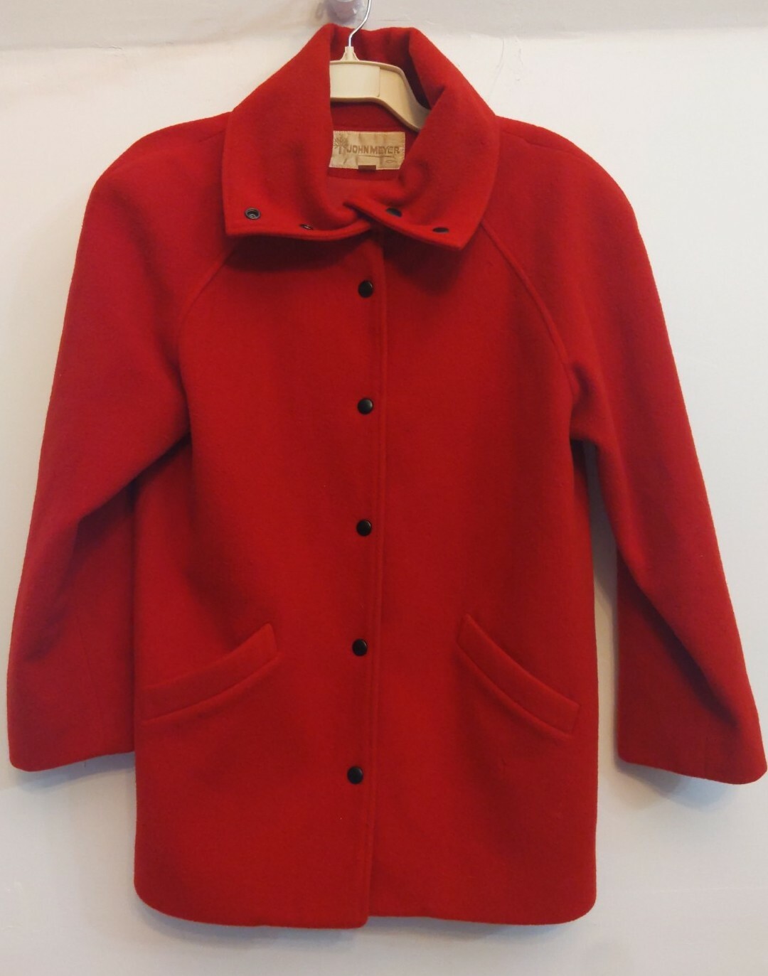 Vtg John Meyer Red Peacoat 100% Wool Sz 10