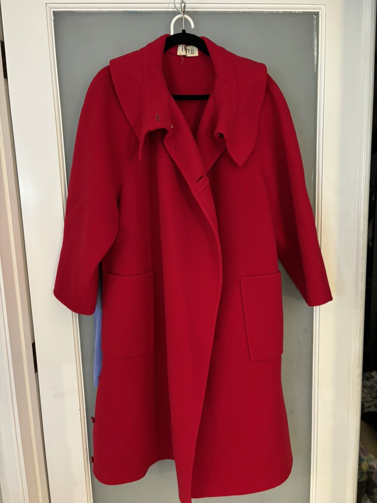 Bernard Perris Paris Vintage 100% Red Wool Pea Coat XL