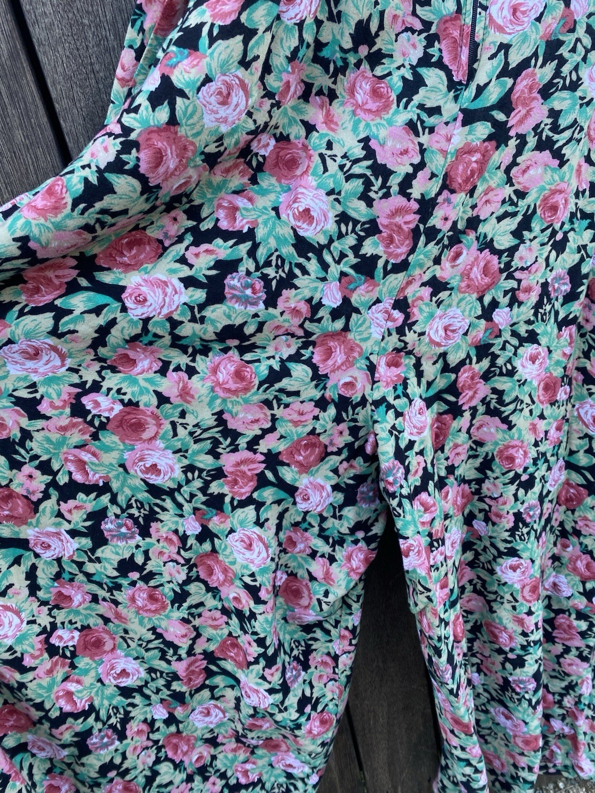 Vintage 1990’s Joule Energy Pink & Black Floral Jumper Wide Leg Jumpsuit M/L