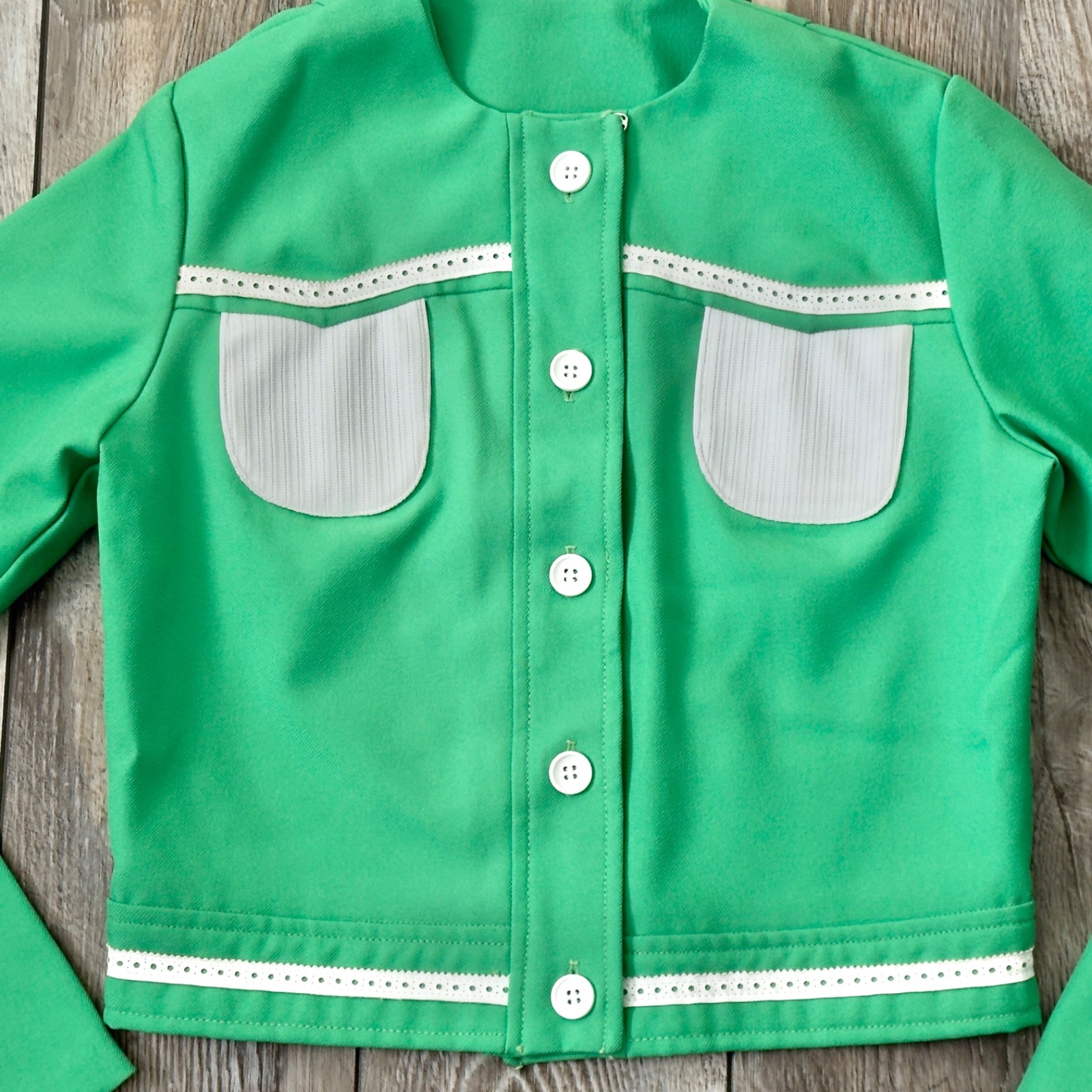 Vintage Vicky Vaughn Green Short Petite Jacket Top Read
