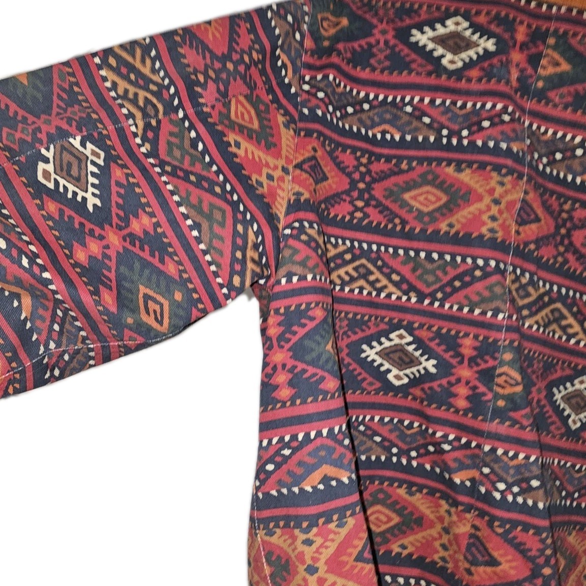 Cambridge Dry Goods Southwest Aztec Jacket Flannel Lined Suede Geometric 1980s