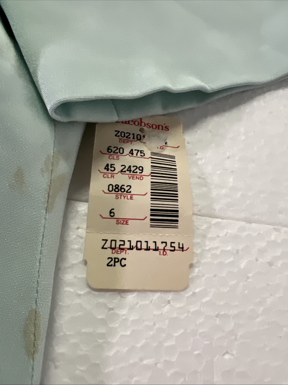 VINTAGE 80’s Saks Fifth Ave David Hayes Dress Flawed Mint Green Silk Sz 6
