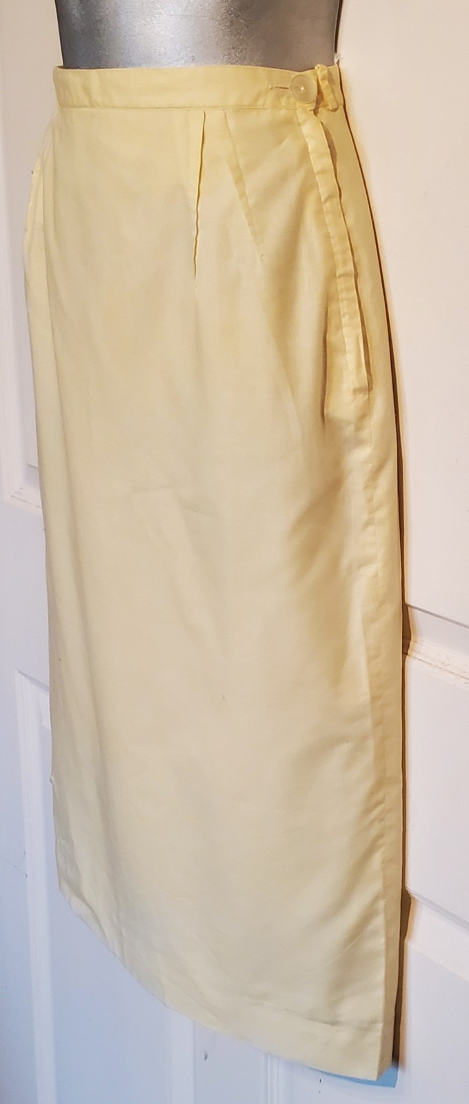 Vintage 50s 60s Light Yellow Dacron Cotton Summer Skirt Lined Majestic W24