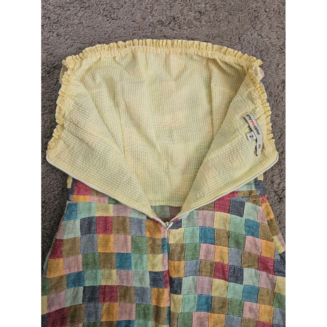 Corey Lynn Calter Vintage Patchwork Madres Strapless Dress Sz 2 Boho Cottagecore