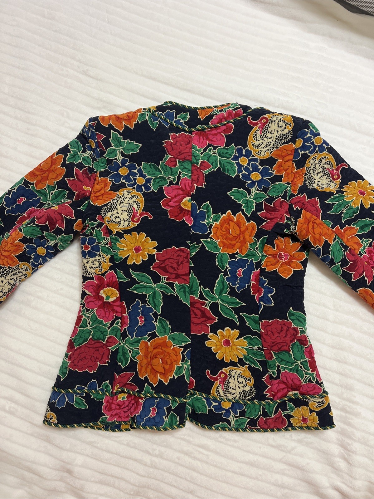 VTG Richie Freeman for Teri Jon 100% Silk Floral Blazer Jacket S10Made In Korea