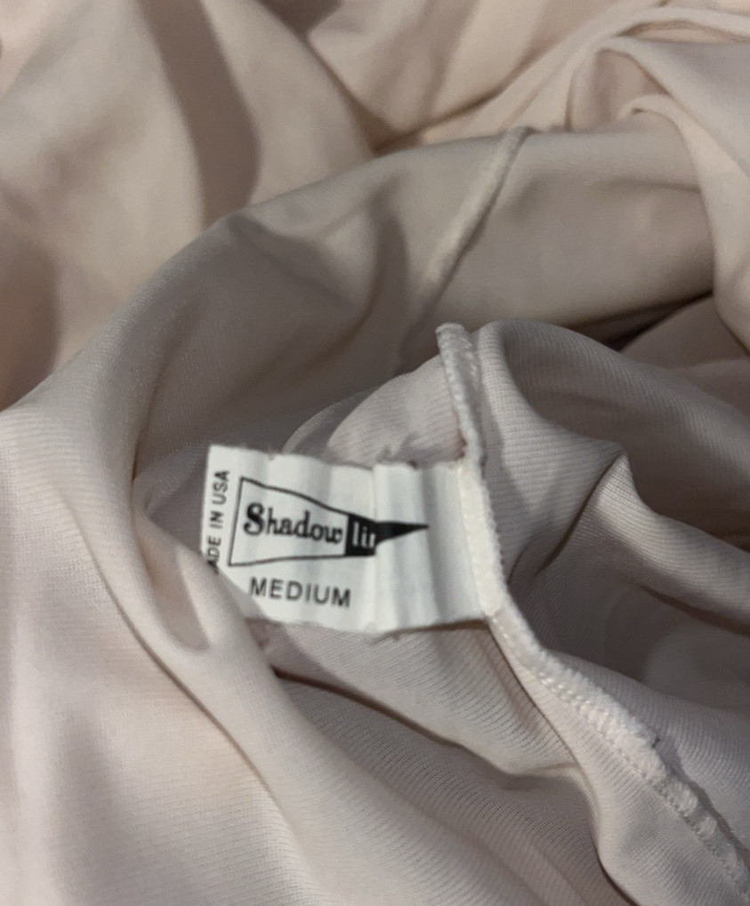 Vintage Shadowline Peach Button Down w/Pocket Peignoir Robe Nylon Lace Size M