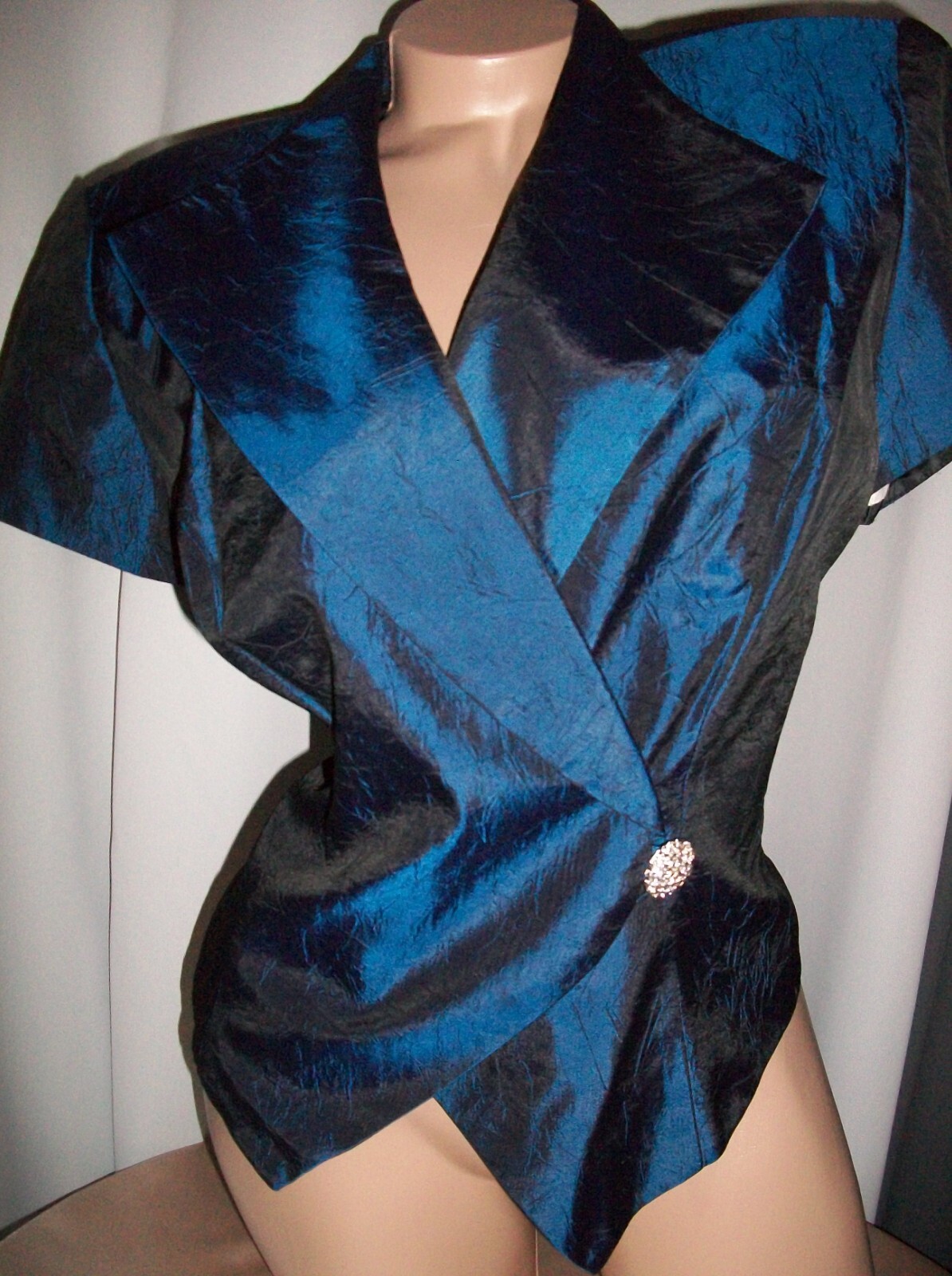 Vtg Blue Acetate Lined Crop Top 38 L USA