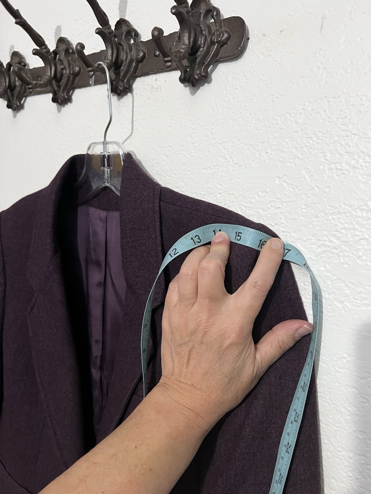 Vtg Sm Wool Skirt Suit Plum Purple Blazer Midi Skirt 2 Piece Set