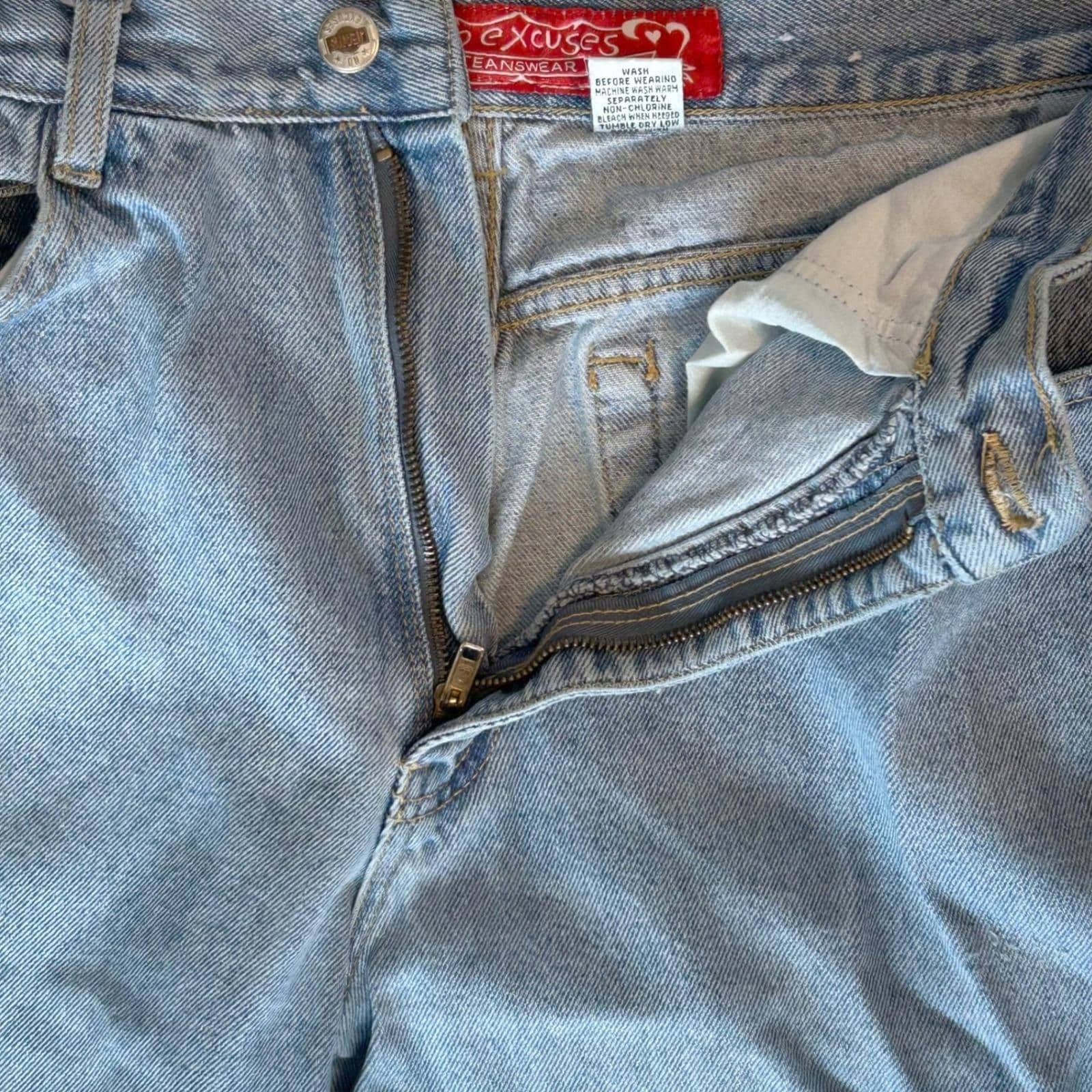 No Excuses Jeans Womens 13/14 Blue Light Wash High Rise Mom Tapered 90s Vintage