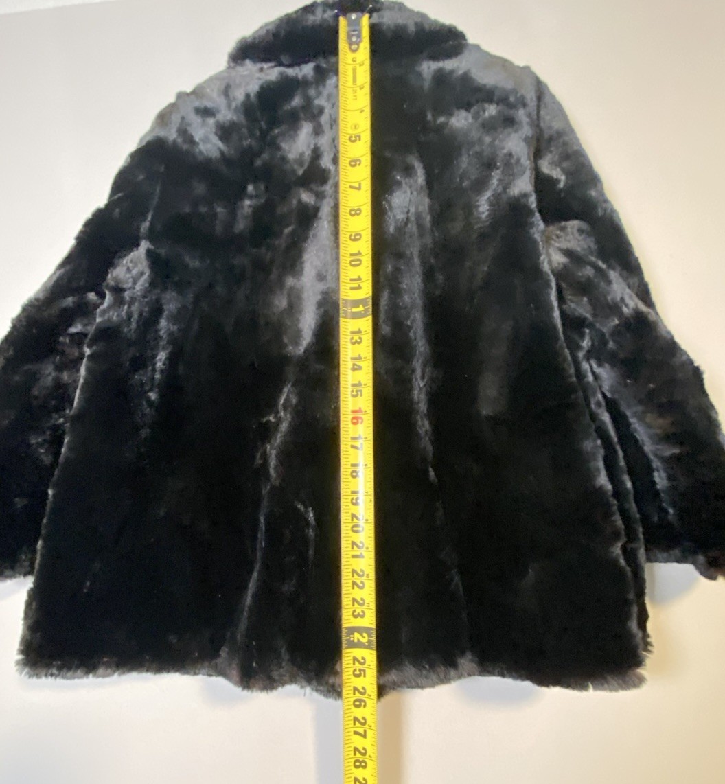 VINTAGE Genuine Rabbit Fur Coat Northgate Fur Co Black Size L GORGEOUS & RARE