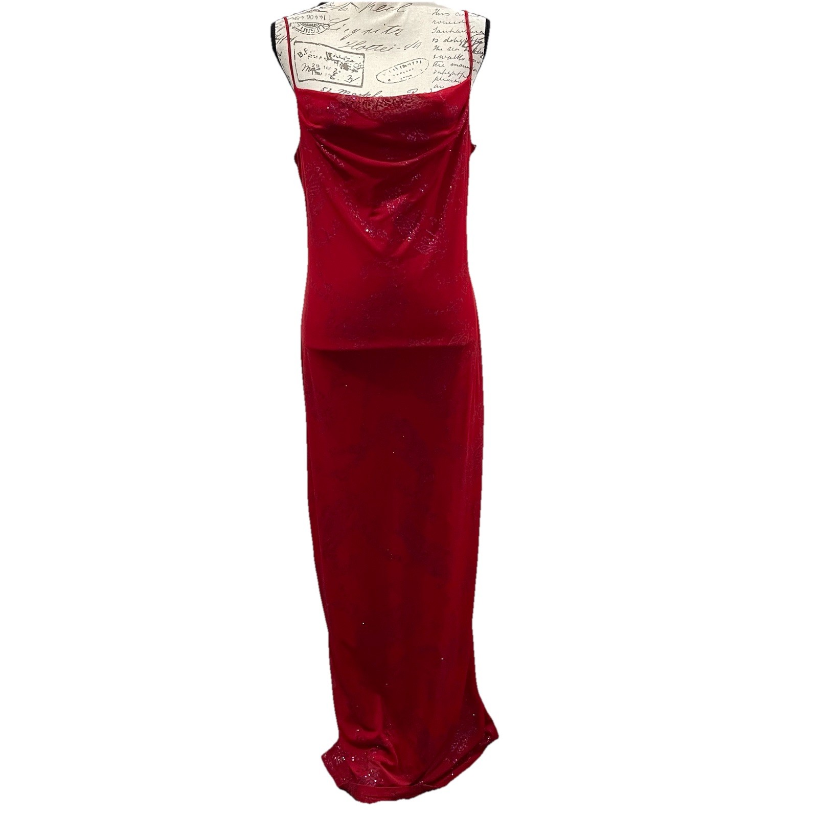 VTG Y2K Red Maxi Dress Size L Whimsigoth Fairy Grunge 90s Vampy Prom HOCO Glam