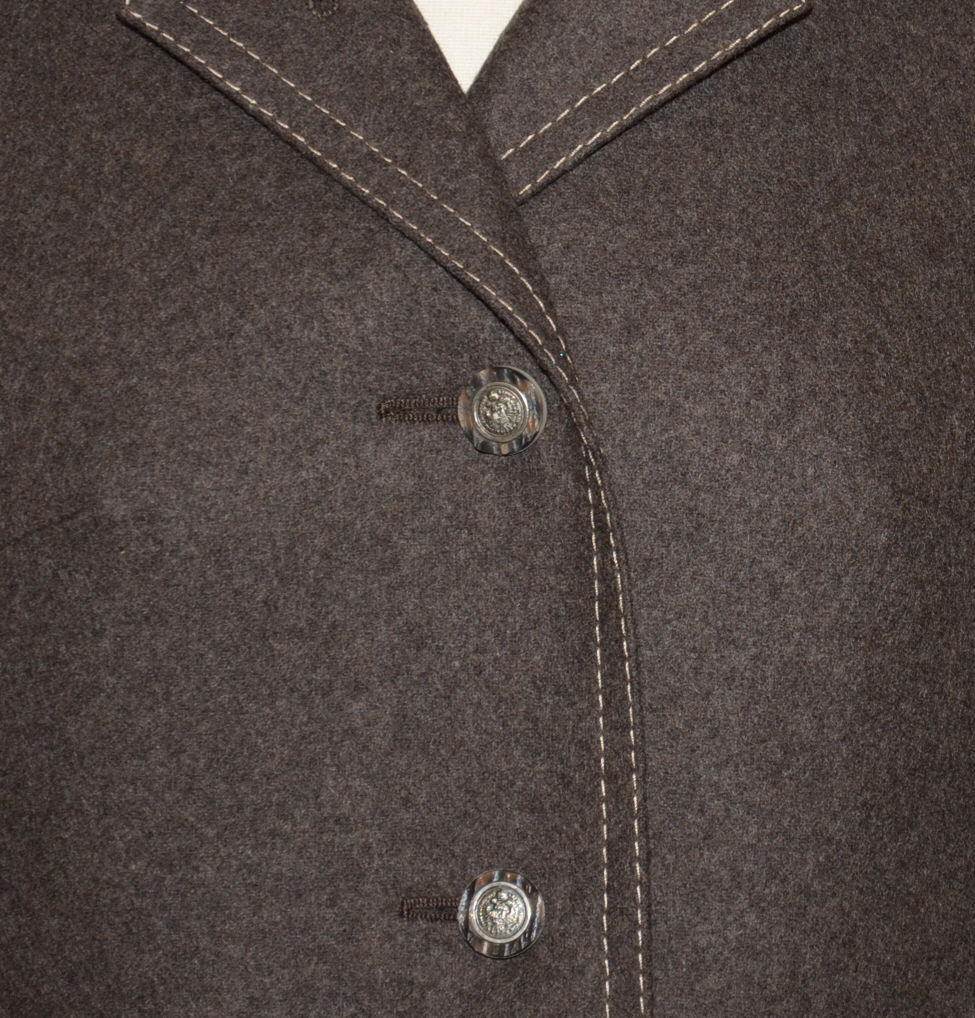 BROWN ~ Loden WOOL Women German Hunting WINTER Trench Jacket LONG Over Coat 10 M