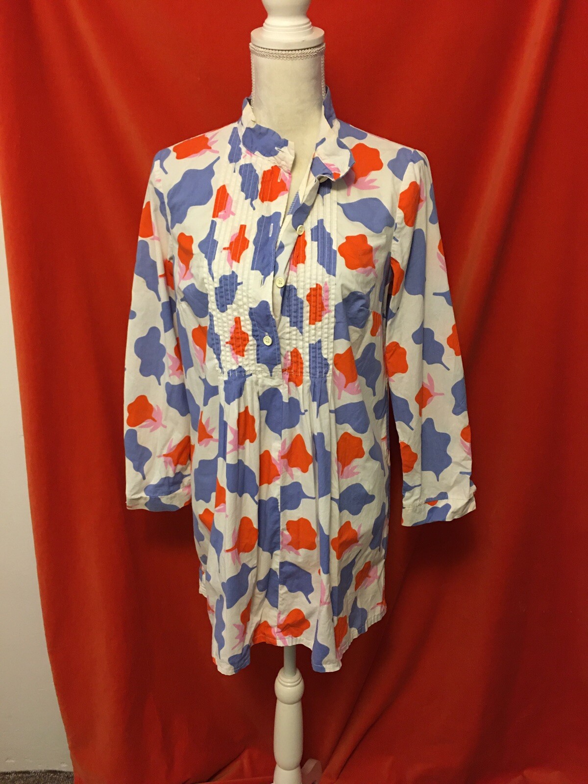 Marimekko vintage 70s cotton pintuck mini dress or tunic 42